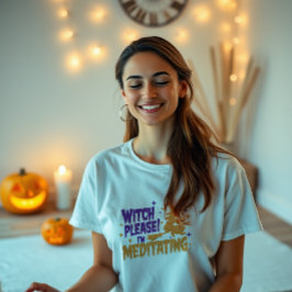 Camiseta Bruxa, por favor, estou meditando o Halloween