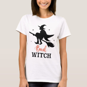 Camiseta Bruxa Ruim Halloween Vassoura Assustadora Voando 