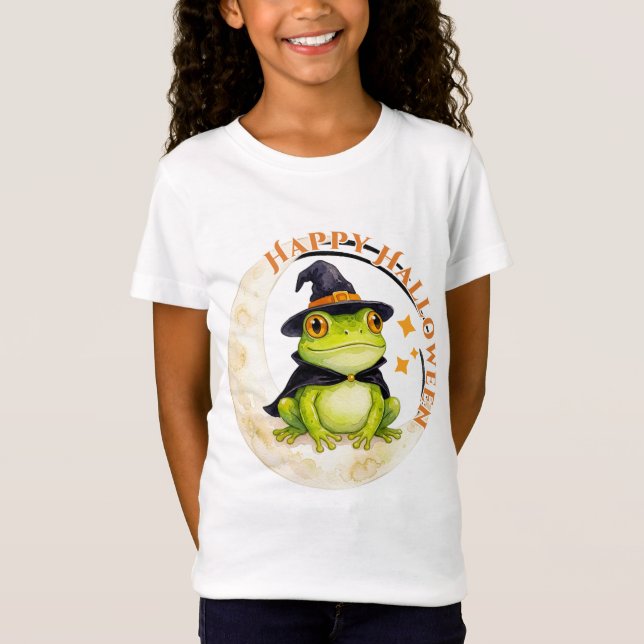 Camiseta Bruxa Sapo Cute de Halloween (Frente)
