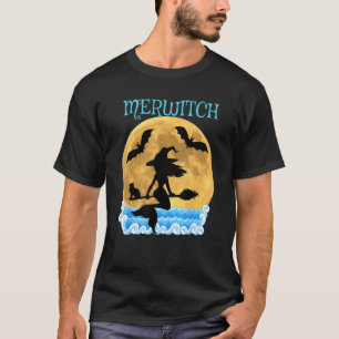 Camiseta Bruxa Sereia Voadora Merwitch Vassoura Morcegos pr