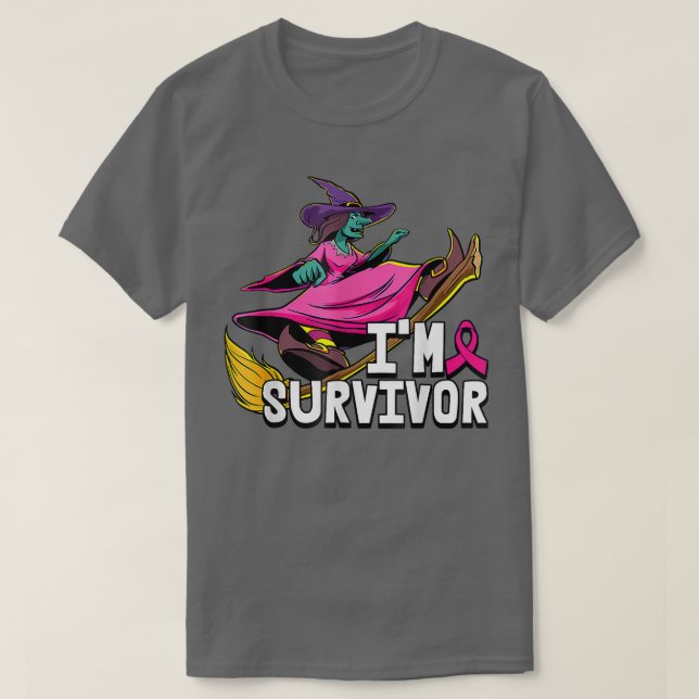 Camiseta Bruxa Sou Um Sobrevivente Cancer De Mama De Hallow (Frente do Design)