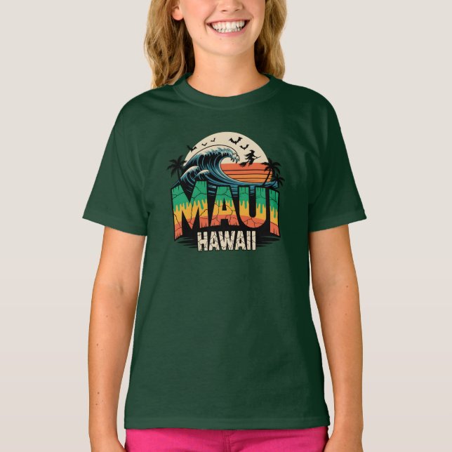Camiseta Bruxa Surfando no Broom Maui Hawaii Halloween (Frente)