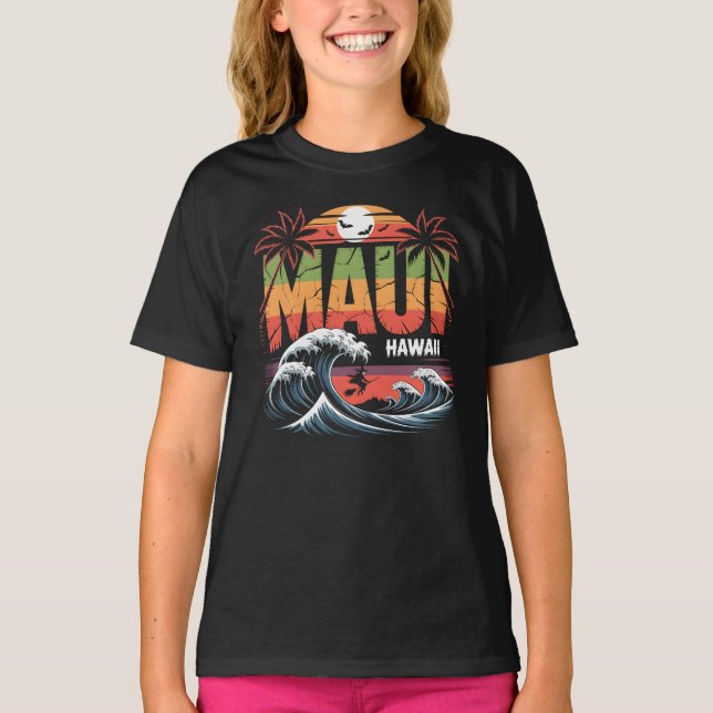 Camiseta Bruxa Surfando no Broom Maui Hawaii Halloween (Frente)
