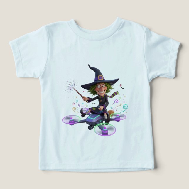 CAMISETA BRUXA TOLICE VOANDO DE DRONE (Design frontal)