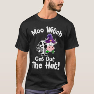 Camiseta Bruxa Vaca Tire o Chapéu de Halloween para Vaca