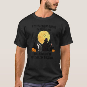 Camiseta Bruxa Vinho E Bulldog Inglês Cão Fantasia De Hallo