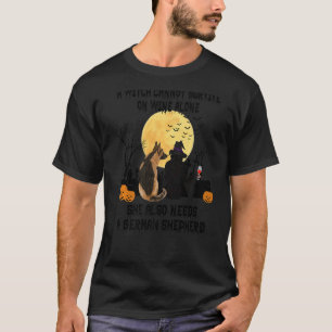 Camiseta Bruxa Vinho E Cão Pastor Alemão Fantasia De Hallow