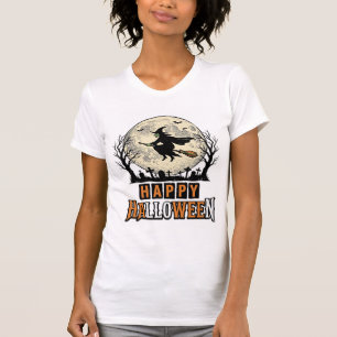 Camiseta Bruxa Vintage Feliz Halloween Desenho Vetorial_1