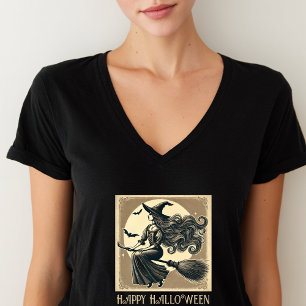 Camiseta Bruxa Vintage no Cabelo Comprido Lua Cheia & Morce
