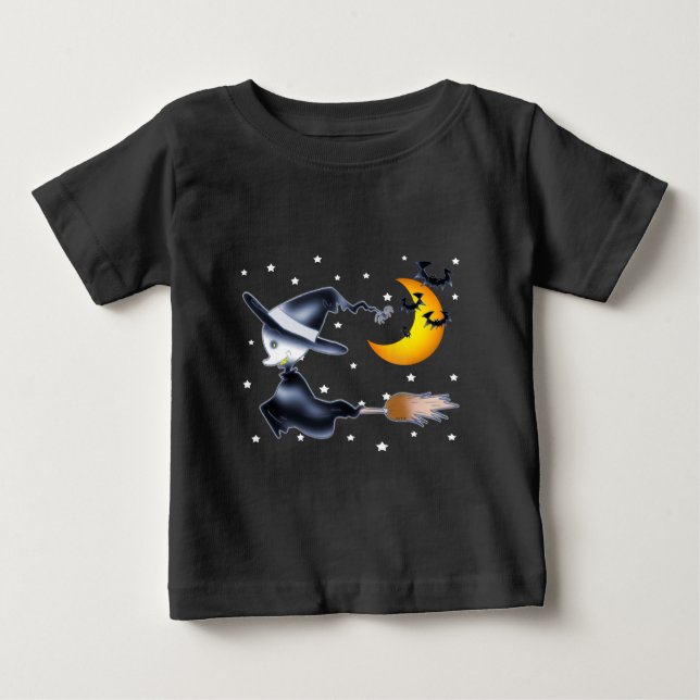 Camiseta Bruxa Voadora na Noite de Halloween (Frente)