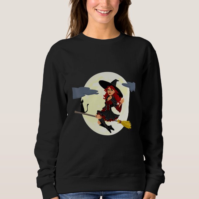 Camiseta Bruxa Voadora no Dia das Bruxas de Broom (Frente)