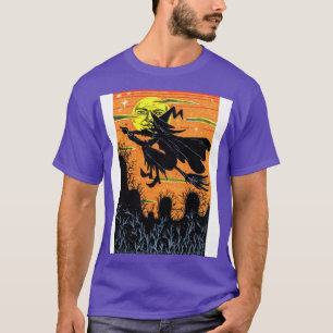 Camiseta Bruxa voando sobre uma Fazenda