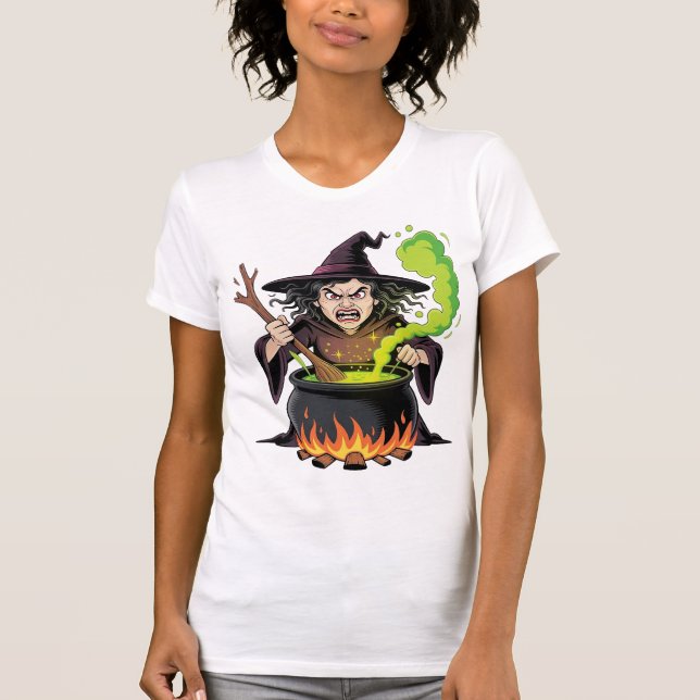 Camiseta Bruxa Zangada de Halloween (Frente)