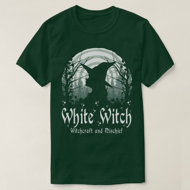 Camiseta Bruxaria Branca de Wiccan (Frente do Design)