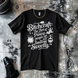 Camiseta Bruxaria de Halloween Branco no Preto