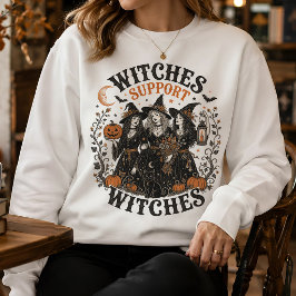 Camiseta Bruxas Apoiam Bruxas Gráfico Vintage de Halloween