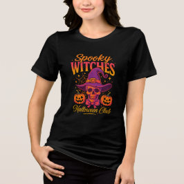 Camiseta Bruxas Assustadoras Clube de Halloween Caveira - C