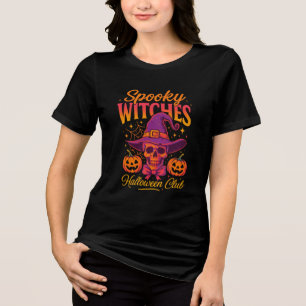 Camiseta Bruxas Assustadoras Clube de Halloween Caveira - C