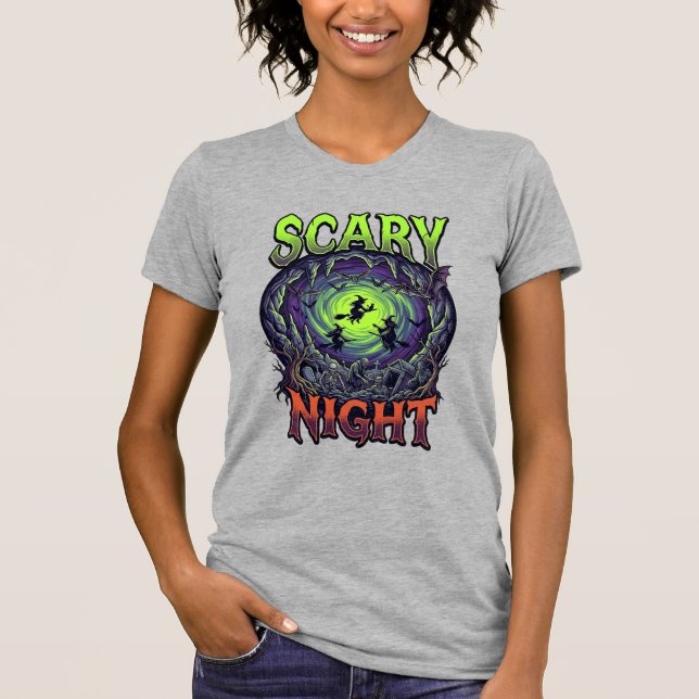 Camiseta Bruxas da Noite Assustadora Caverna de Morcego Neo (Frente)
