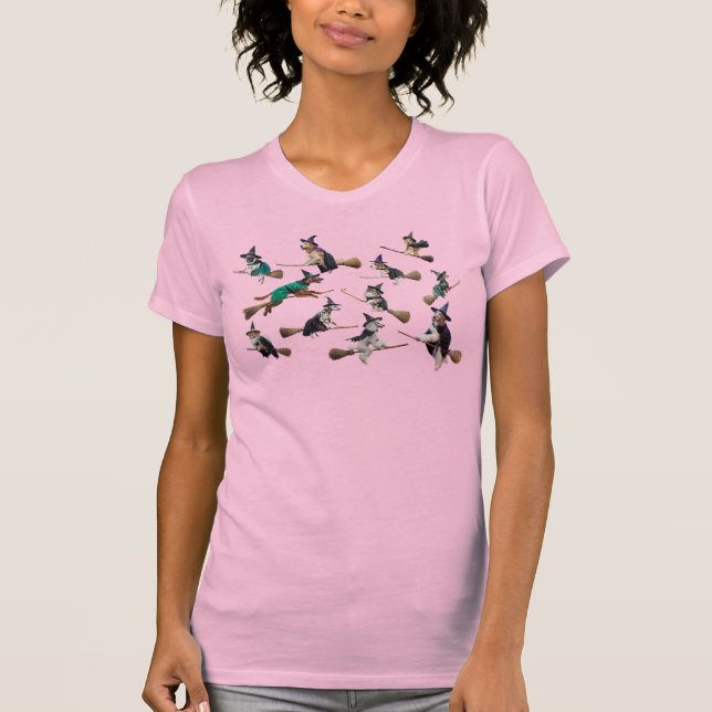 Camiseta Bruxas de Cachorro Fofo de Halloween (Frente)
