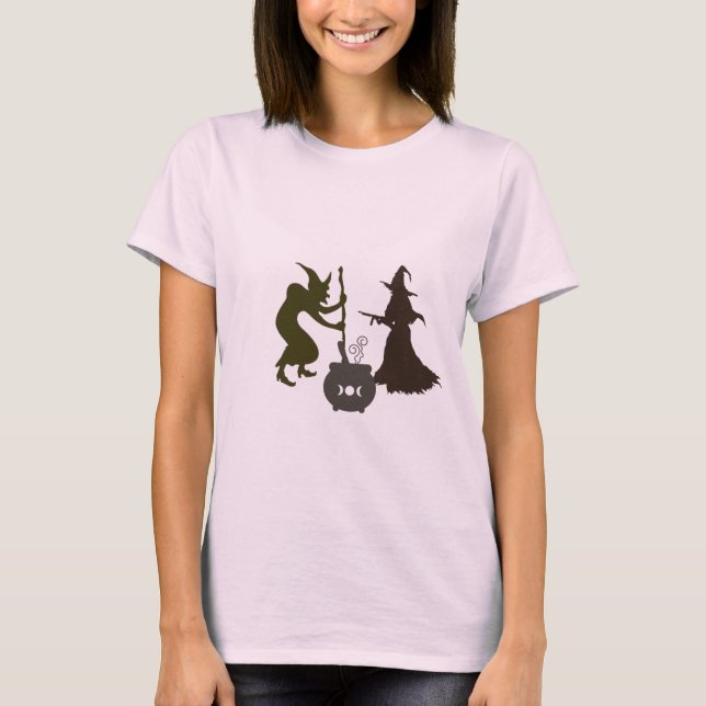 Camiseta "Bruxas do Halloween Preparando Poção (Frente)