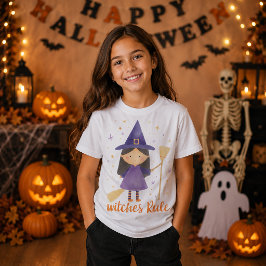 Camiseta Bruxas Fofas Reinam no Halloween da Pequena Bruxa