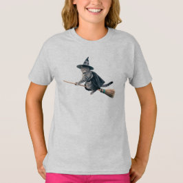 Camiseta Bruxas Gatinhas Cinzentas Malhadas Fofas para Cria