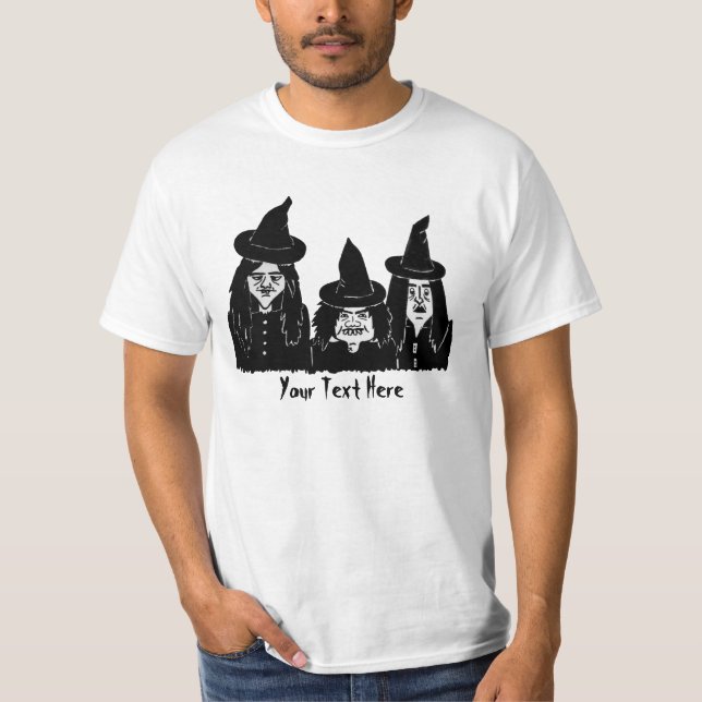 Camiseta bruxas pretas engraçadas assustadoras do halloween (Frente)