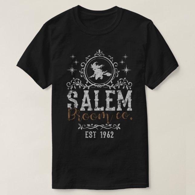 Camiseta Bruxas Salem Broom Company Grunge Halloween Women (Frente do Design)