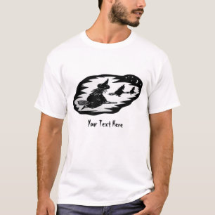 Camiseta bruxas voadoras assustadoras sobre varapau hallowe