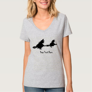 Camiseta bruxas voadoras assustadoras sobre varapau hallowe