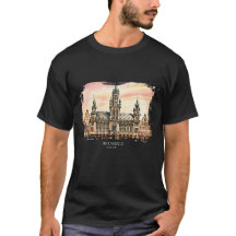 Bruxelas Bélgica Aquarela Grande Palácio
