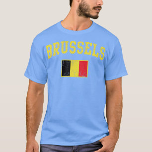 Camiseta Bruxelas Bélgica Bandeira Belga Vintage Em Perigo