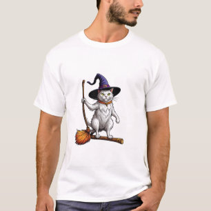 Camiseta Bruxo do Gato Halloween Bruxa Mística Amantes de G