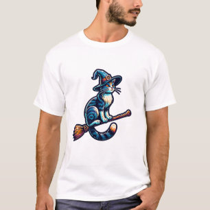 Camiseta Bruxo do Gato Halloween Bruxa Mística Amantes de G
