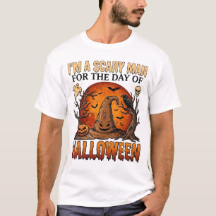Camiseta Bruxo do Halloween do Homem Assustador Chapéu de B