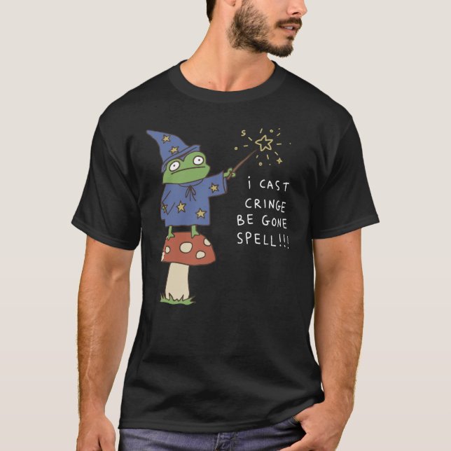 Camiseta Bruxo Sapo Engraçado Eu Lanço Feitiço de Tirar Ver (Frente)