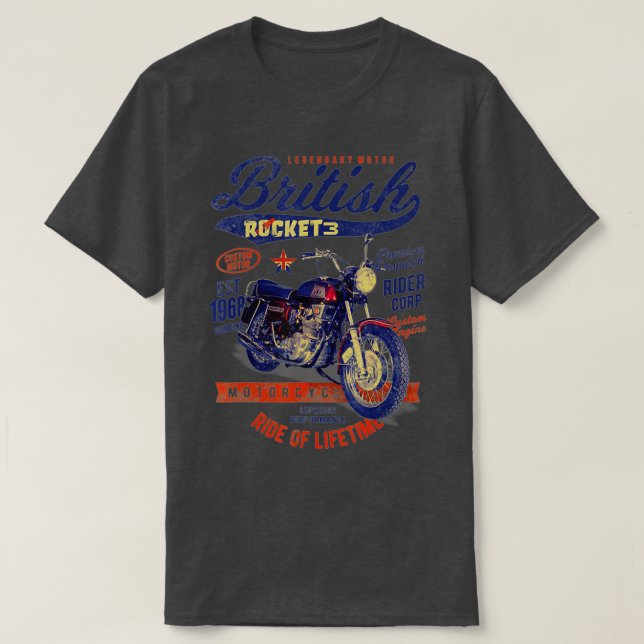 Camiseta BSA Rocket 3 British Motorcycle Classic V (Frente do Design)