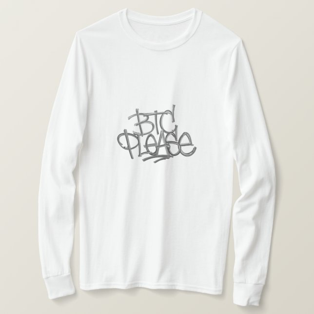Camiseta "BTC Por Favor" (Branco) (Frente do Design)