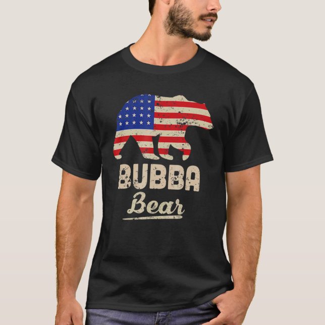 Camiseta Bubba Bear American Flag Distância Para Homens (Frente)