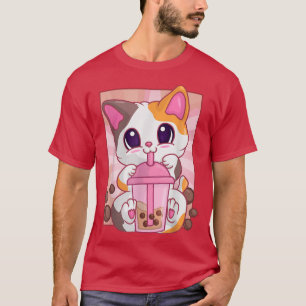 Camiseta Bubble Boba Tea Girls Women, Anime Kawaii Maneki N