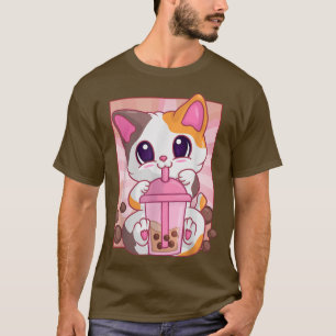 Camiseta Bubble Boba Tea Girls Women, Anime Kawaii Maneki N