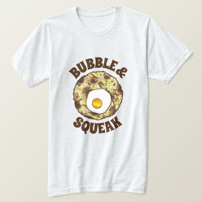 Camiseta Bubble e Squeak Brunch - Reino Unido - Comida Cuis (Frente do Design)