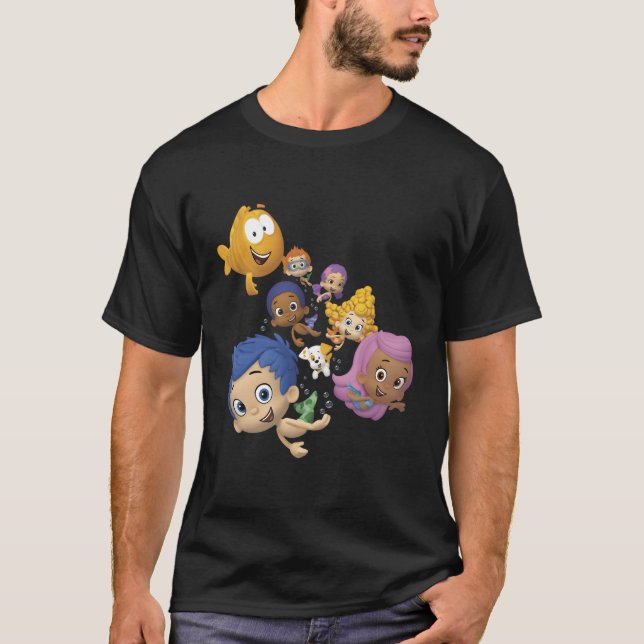 Camiseta Bubble Guppies Cheio Cast Natação Retrato (Frente)