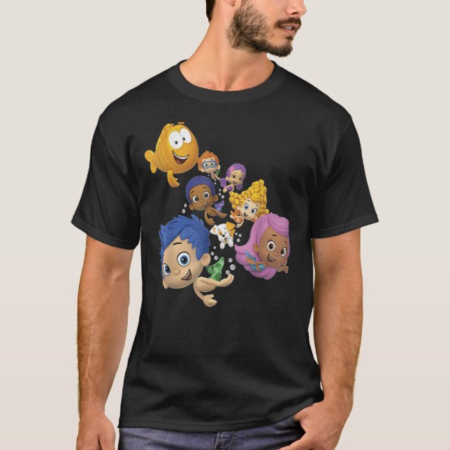 Camiseta Bubble Guppies Cheio Cast Natação Retrato Essenso (Frente)