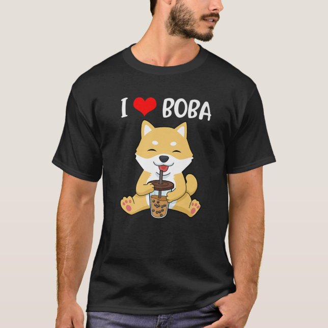 Camiseta Bubble Tea Gift Girls Shiba Inu Oferece Mulheres B (Frente)