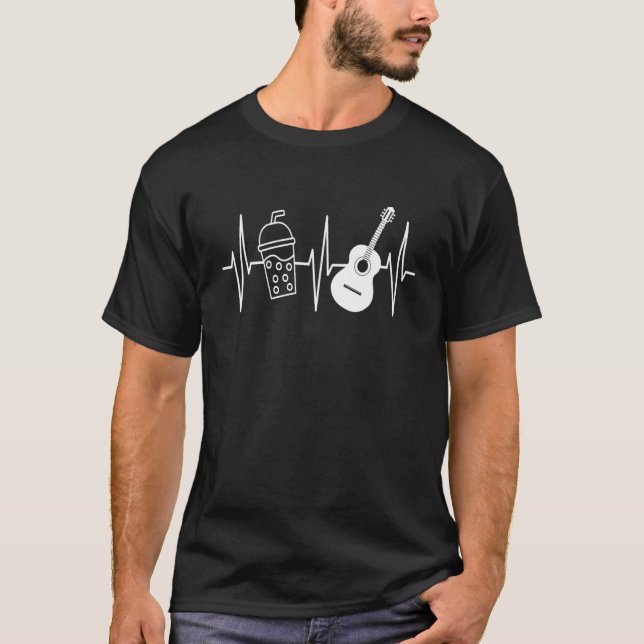 Camiseta Bubble Tea Guitar Hearbeat Boba Tea (Frente)