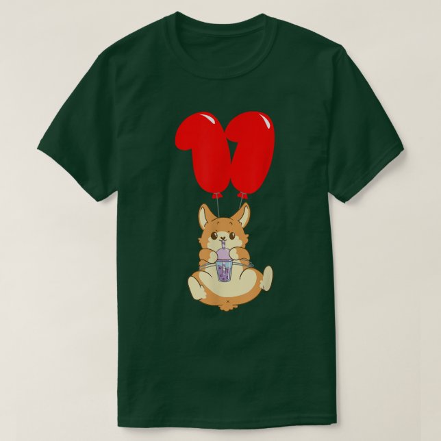 Camiseta Bubble Tea Hamster - 11 Birthday - Balão de Crianç (Frente do Design)