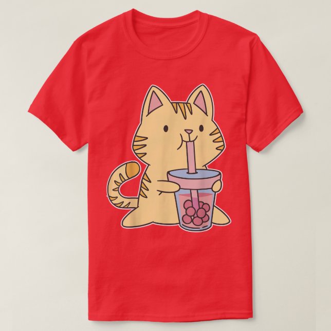 Camiseta Bubble Tea Kitty Kawaii Boba Tea Cat Japan Sweet O (Frente do Design)