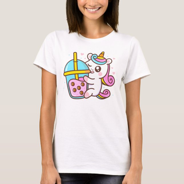 Camiseta Bubble Tea Loving Unicorn (Frente)